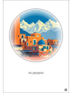 Affiche Islamabad – Poster illustration vintage – Lok Virsa Museum | Gravura – Fond clair