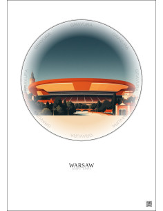 Affiche Warsaw – Poster illustration vintage – Kazimierz Gorski National Stadium | Gravura – Fond clair