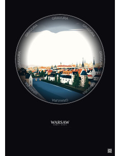Affiche Warsaw – Poster illustration vintage – Warsaw Ghetto | Gravura – Fond foncé