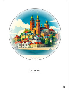 Affiche Warsaw – Poster illustration vintage – Warsaw | Gravura – Fond clair
