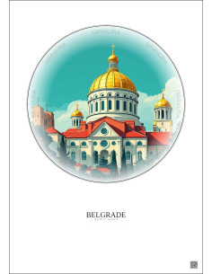 Affiche Belgrade – Poster illustration vintage – Church Of Saint Sava | Gravura – Fond clair