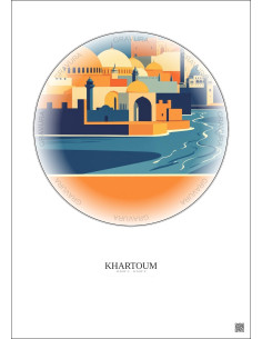 Affiche Khartoum – Poster illustration vintage – Khartoum | Gravura – Fond clair