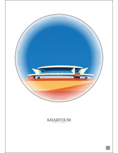 Affiche Khartoum – Poster illustration vintage – Khartoum Stadium | Gravura – Fond clair