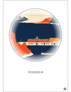 Affiche Stockholm – Poster illustration vintage – Nationalmuseum | Gravura – Fond clair