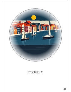Affiche Stockholm – Poster illustration vintage – Stockholm | Gravura – Fond clair
