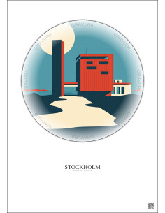 Affiche Stockholm – Poster illustration vintage – Swedish Film Institute | Gravura – Fond clair
