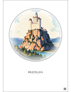 Affiche Bratislava – Poster illustration vintage – Bratislava Castle | Gravura – Fond clair