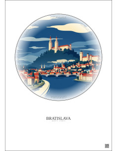 Affiche Bratislava – Poster illustration vintage – Bratislava | Gravura – Fond clair