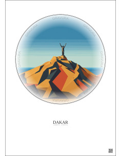 Affiche Dakar – Poster illustration vintage – African Renaissance Monument | Gravura – Fond clair
