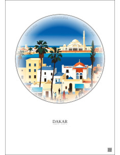 Affiche Dakar – Poster illustration vintage – Dakar | Gravura – Fond clair