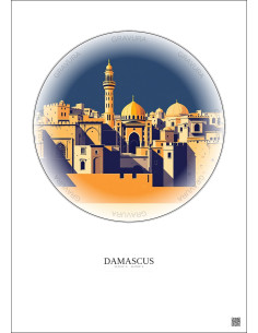 Affiche Damascus – Poster illustration vintage – Damascus | Gravura – Fond clair