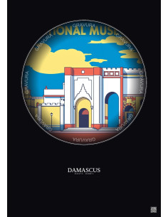 Affiche Damascus – Poster illustration vintage – National Museum In Damascus | Gravura – Fond foncé