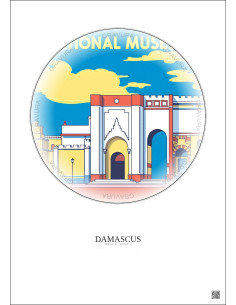 Affiche Damascus – Poster illustration vintage – National Museum In Damascus | Gravura – Fond clair