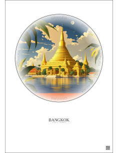 Affiche Bangkok – Poster illustration vintage – Bangkok | Gravura – Fond clair