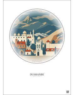 Affiche Dushanbe – Poster illustration vintage – Dushanbe | Gravura – Fond clair