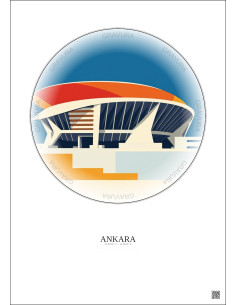 Affiche Ankara – Poster illustration vintage – Ankara Arena | Gravura – Fond clair