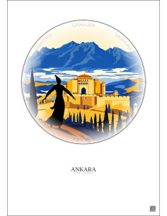 Affiche Ankara – Poster illustration vintage – Ankara | Gravura – Fond clair