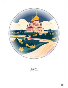 Affiche Kyiv – Poster illustration vintage – Saint Sophia Cathedral | Gravura – Fond clair