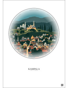 Affiche Kampala – Poster illustration vintage – Kampala | Gravura – Fond clair