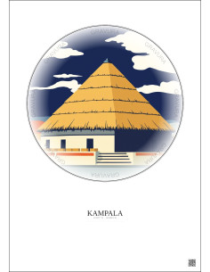Affiche Kampala – Poster illustration vintage – Kasubi Tombs | Gravura – Fond clair