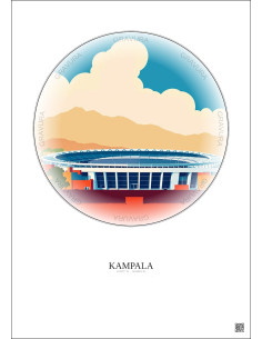 Affiche Kampala – Poster illustration vintage – Mandela National Stadium | Gravura – Fond clair