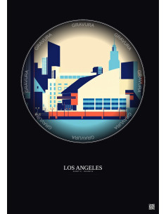 Affiche Los Angeles – Poster illustration vintage – Crypto Com Arena | Gravura – Fond foncé