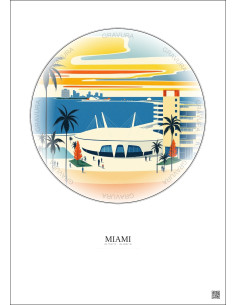 Affiche Miami – Poster illustration vintage – Kaseya Center | Gravura – Fond clair