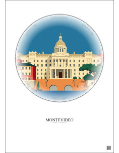 Affiche Montevideo – Poster illustration vintage – Legislative Palace | Gravura – Fond clair