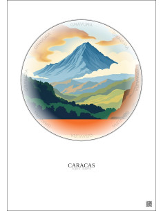 Affiche Caracas – Poster illustration vintage – Avila Mountain | Gravura – Fond clair