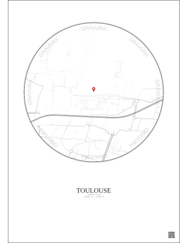 Toulouse, France - Carte de ville personnalisée 1 km · Fond clair