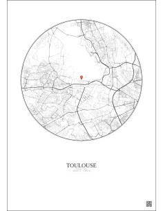 Toulouse, France - Carte de ville personnalisée 5 km · Fond clair