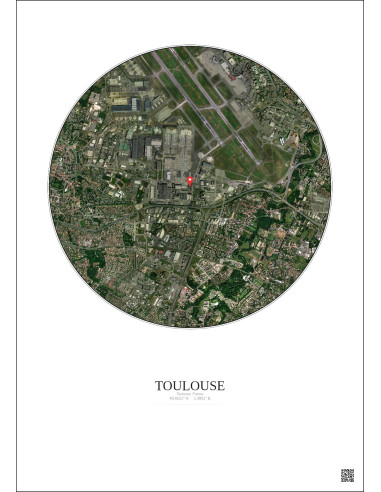 Toulouse, France - Vue satellite personnalisée 2.5 km · Couleur · Fond clair