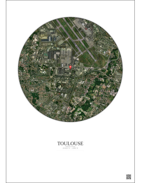 Toulouse, France - Vue satellite personnalisée 2.5 km · Couleur · Fond clair