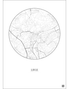 Affiche Liege – Poster carte de ville 2.5km | Gravura – Fond clair