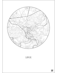 Affiche Liege – Poster carte de ville 6km | Gravura – Fond clair