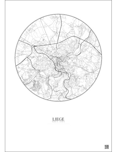 Affiche Liege – Poster carte de ville 10km | Gravura – Fond clair