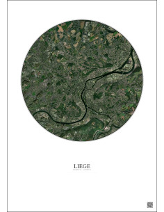 Affiche Liege – Poster vue satellite 6km Couleur | Gravura – Fond clair