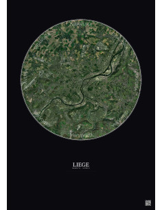 Affiche Liege – Poster vue satellite 10km Couleur | Gravura – Fond foncé