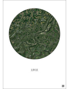 Affiche Liege – Poster vue satellite 10km Couleur | Gravura – Fond clair