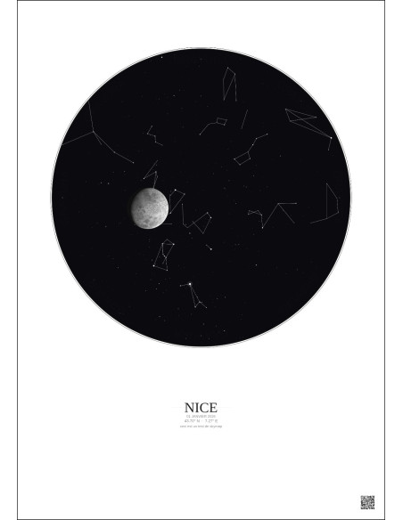 Nice - Carte du ciel personnalisée · Fond clair