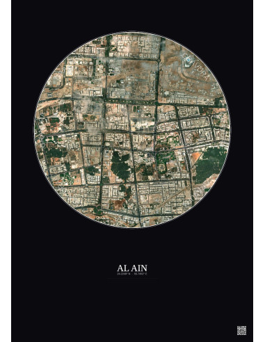 Al Ain Satellite View Poster 2.5km Color | Gravura – Dark background