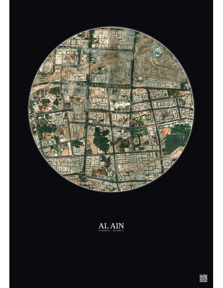 Al Ain Satellite View Poster 2.5km Color | Gravura – Dark background