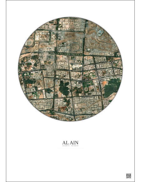 Al Ain Satellite View Poster 2.5km Color | Gravura – Light background
