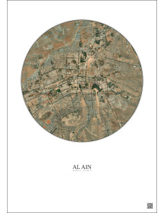 Al Ain Satellite View Poster 10km Color | Gravura – Light background