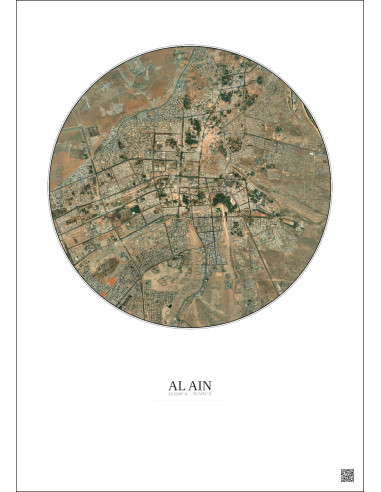 Al Ain Satellite View Poster 10km Color | Gravura – Light background