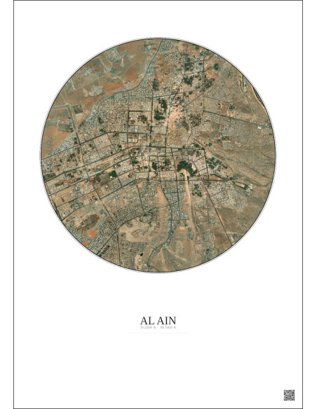 Al Ain Satellite View Poster 10km Color | Gravura – Light background