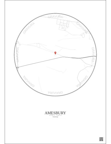 Amesbury - Carte de ville personnalisée 2.5 km · Fond clair