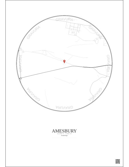 Amesbury - Carte de ville personnalisée 2.5 km · Fond clair