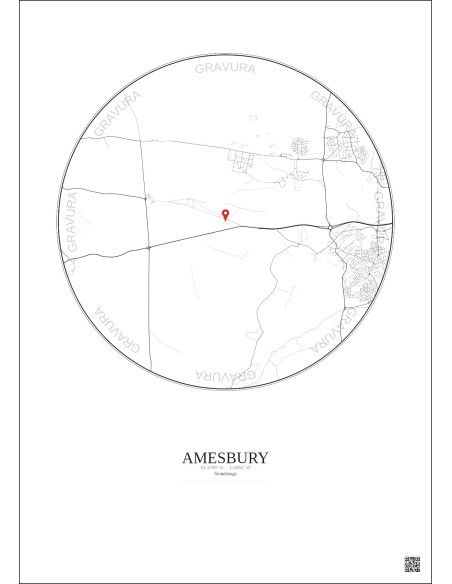 Amesbury - Carte de ville personnalisée 5 km · Fond clair