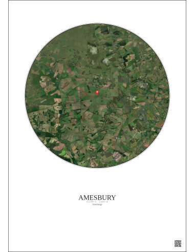 Amesbury - Vue satellite personnalisée 10 km · Couleur · Fond clair